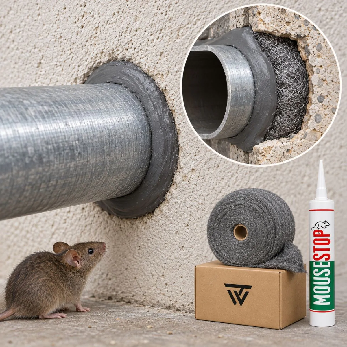 Комплект за запушване на дупки против гризачи – Wooltec 250 г + MouseStop Original 300 мл - 2