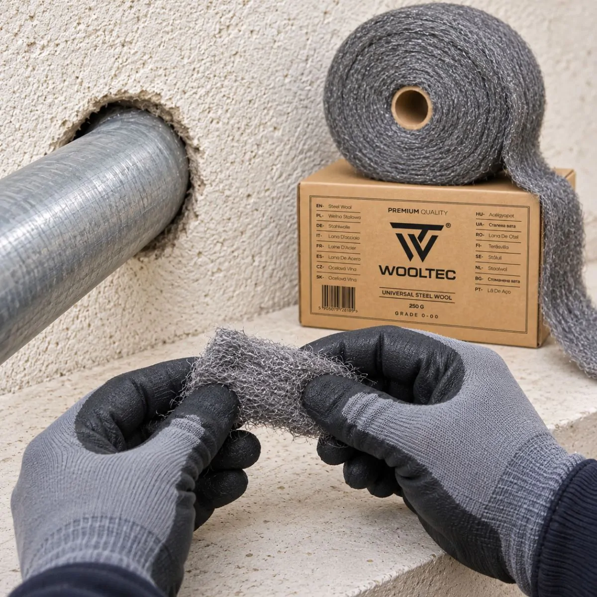 Комплект за запушване на дупки против гризачи – Wooltec 250 г + MouseStop Original 300 мл - 4