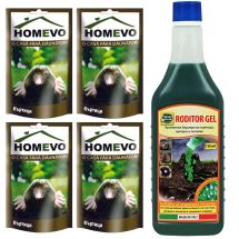 Комплект за Органична Защита от Къртици – Mondoverde Roditor Гел и 4 бр. Homevo Натурален Препарат - Otrovi