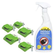 Комплект против дървеници: Спрей Knockout Bedbug Killer 750 мл + 5 броя капани BB Детектор Trappit Плюс с атрактант - Otrovi