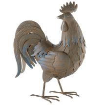 Декоративна фигура петел от метал – 47 см, ефект на ръжда Декоративна фигура петел от метал – 47 см, ефект на ръжда - Otrovi