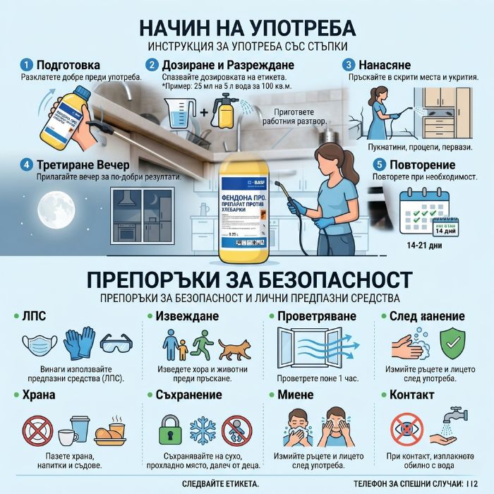 Как да използвате правилно и безопасно Фендона срещу хлебарки?