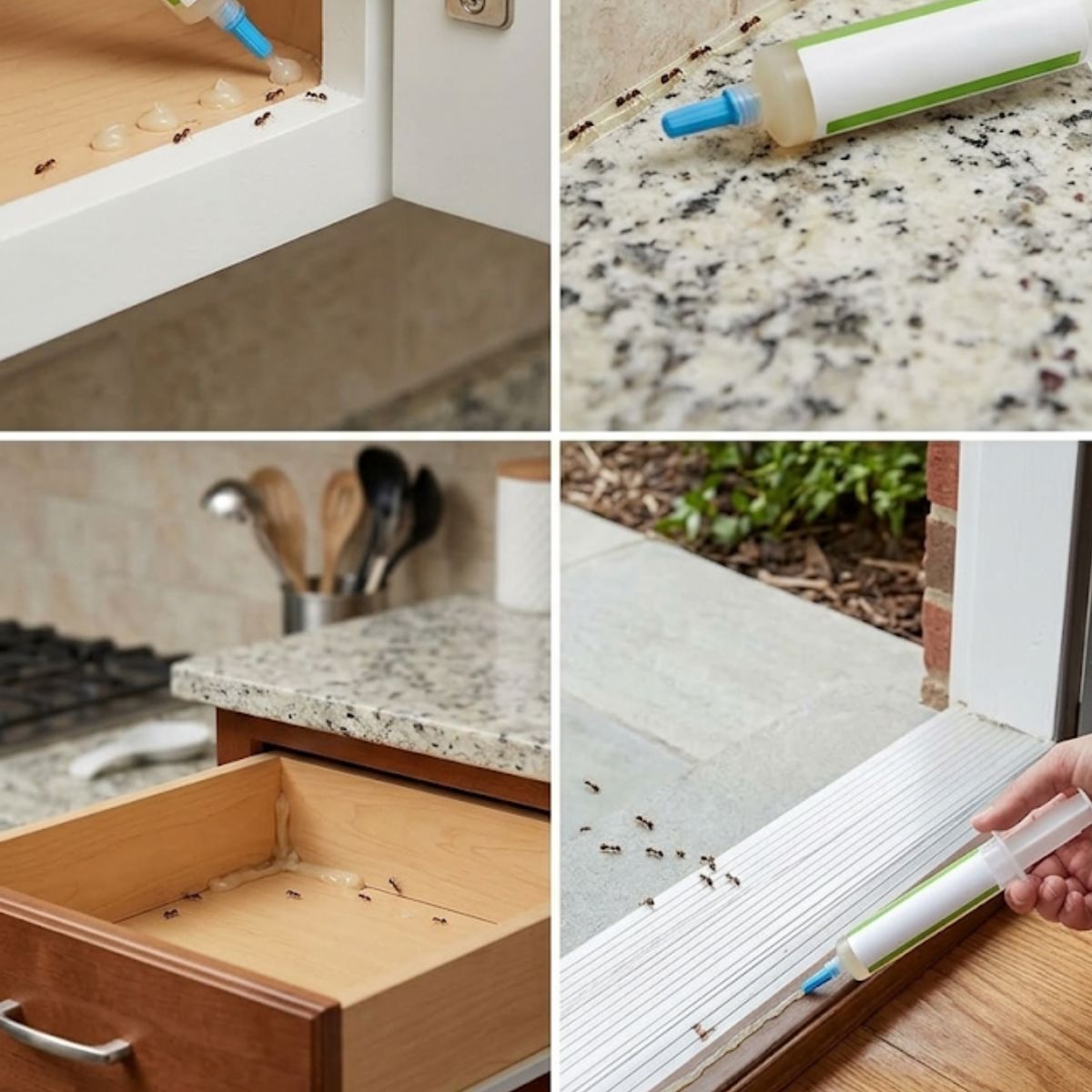 нанасяне на гел против мравки Advion в пукнатини и ъгли в дома