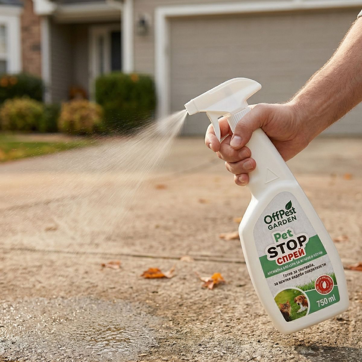 Защита от кучета и котки за тераси и гаражи – спрей OffPest за прогонване на животни