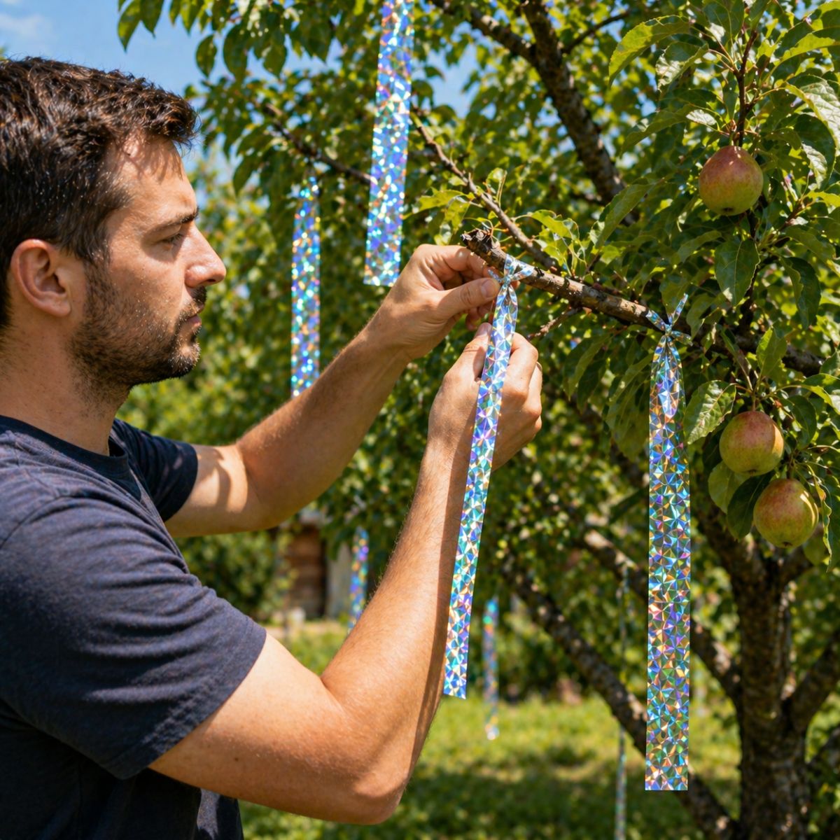 азположение на лента против птици на различни места за по добър ефект