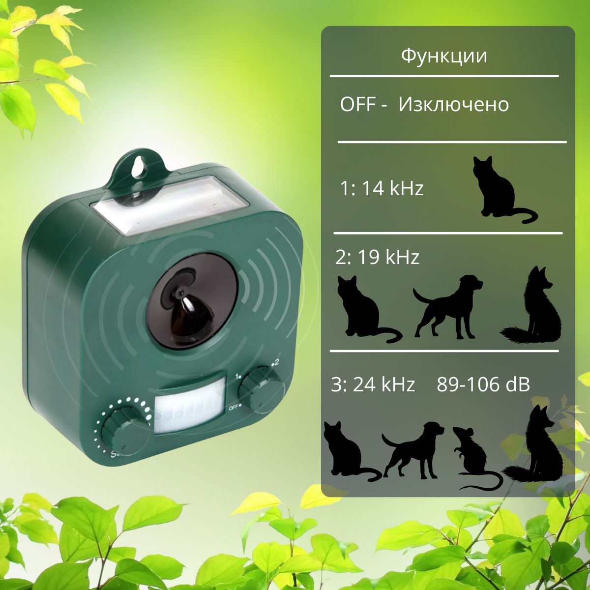 Настройка на честотите на апарат за подгонване на зайци златки и порове със соларен панел