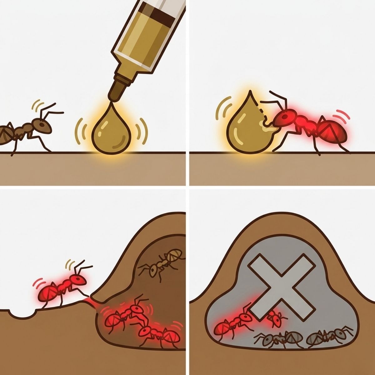 Ефективно унищожаване на колония с хранителна примамка и отрова за мравки Magnum гел.