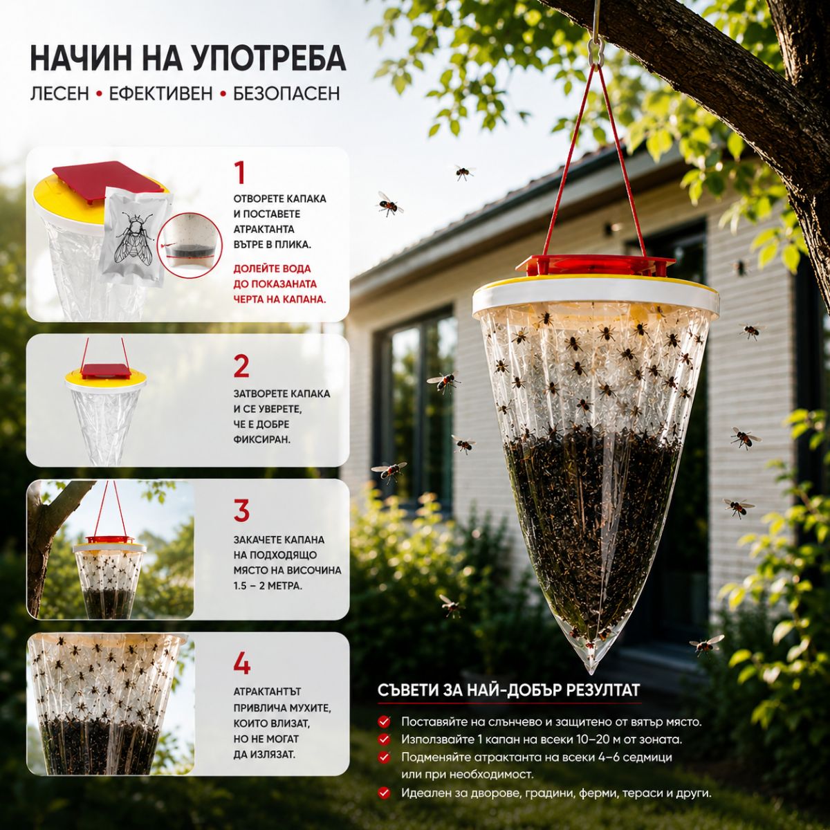 Инструкция за употреба на капан за мухи Fly Bag с атрактант