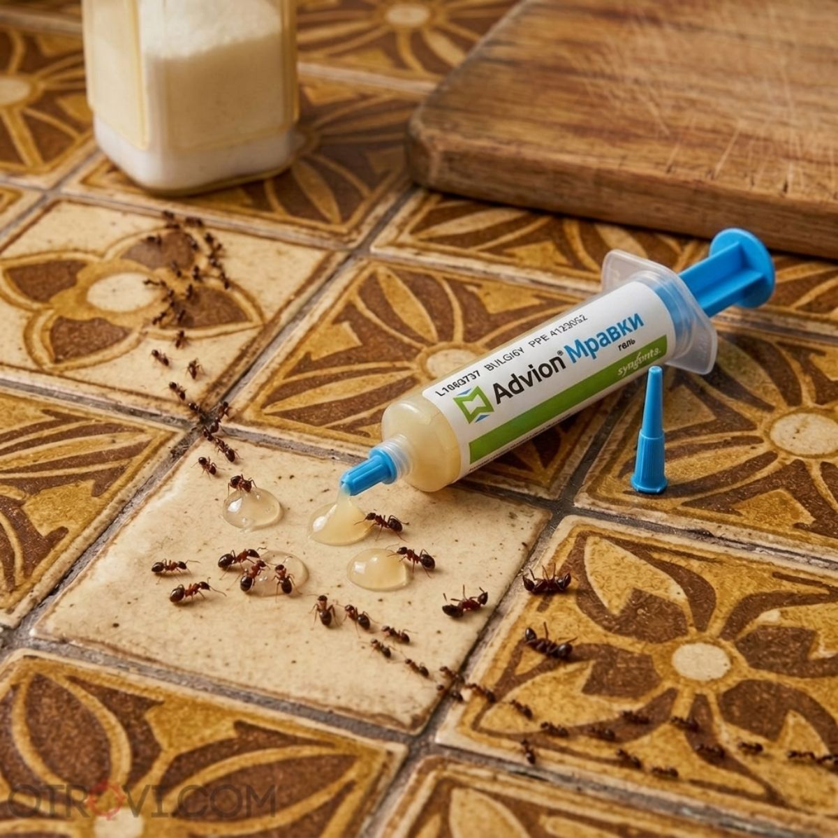 как действа Advion гел против мравки пренасяне на отровата в гнездото и унищожаване на колонията