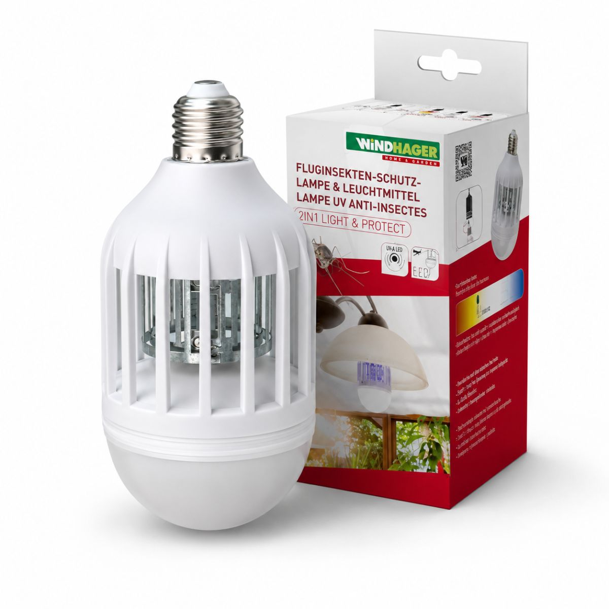 LED крушка против комари и мухи Windhager 2 в 1 с UV лампа и оригинална опаковка